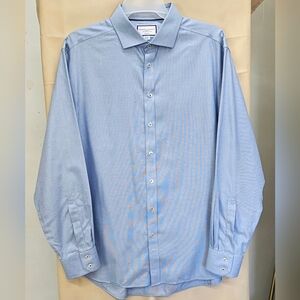 Charles Tyrwhitt Men's Non-Iron Dress Shirt Classic Fit 18 / 37 Blue Texture